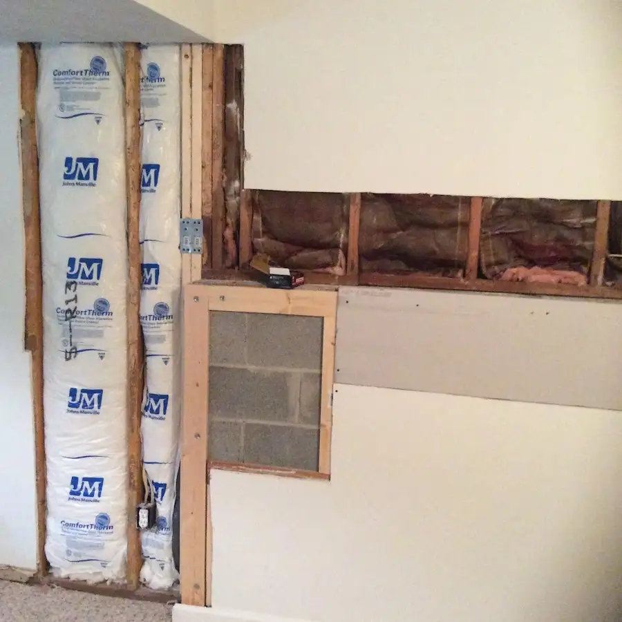 Wall insulation replacement during Basement Flood Cleanup in Lincoln